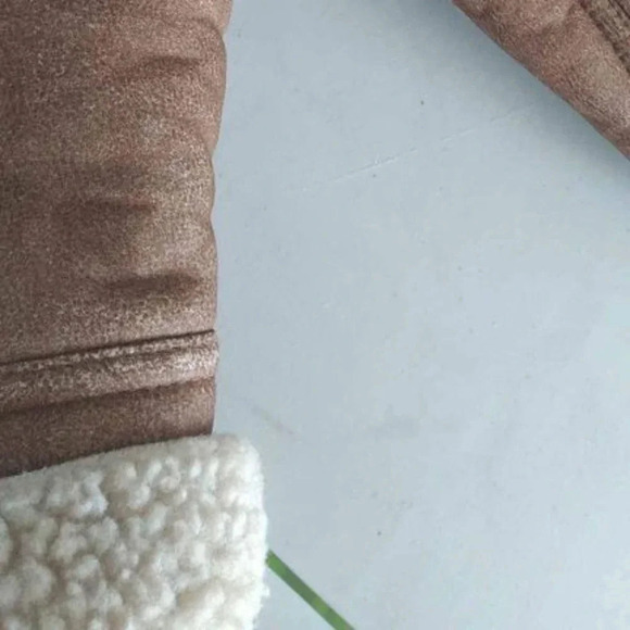 Baby Gap Brown Faux leather Sherpa moto  jacket - Picture 2 of 6